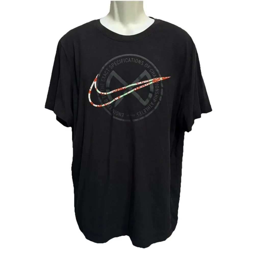 Nike Dri-Fit‎ Graphic Logo Black/Gray Short Sleeve Athletic Shirt Size XL